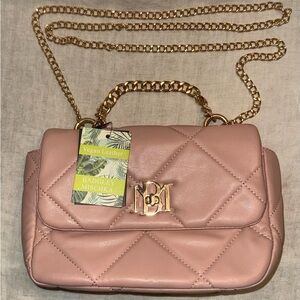 Badgley Mischka Blush Quilted Chain Crossbody Bag